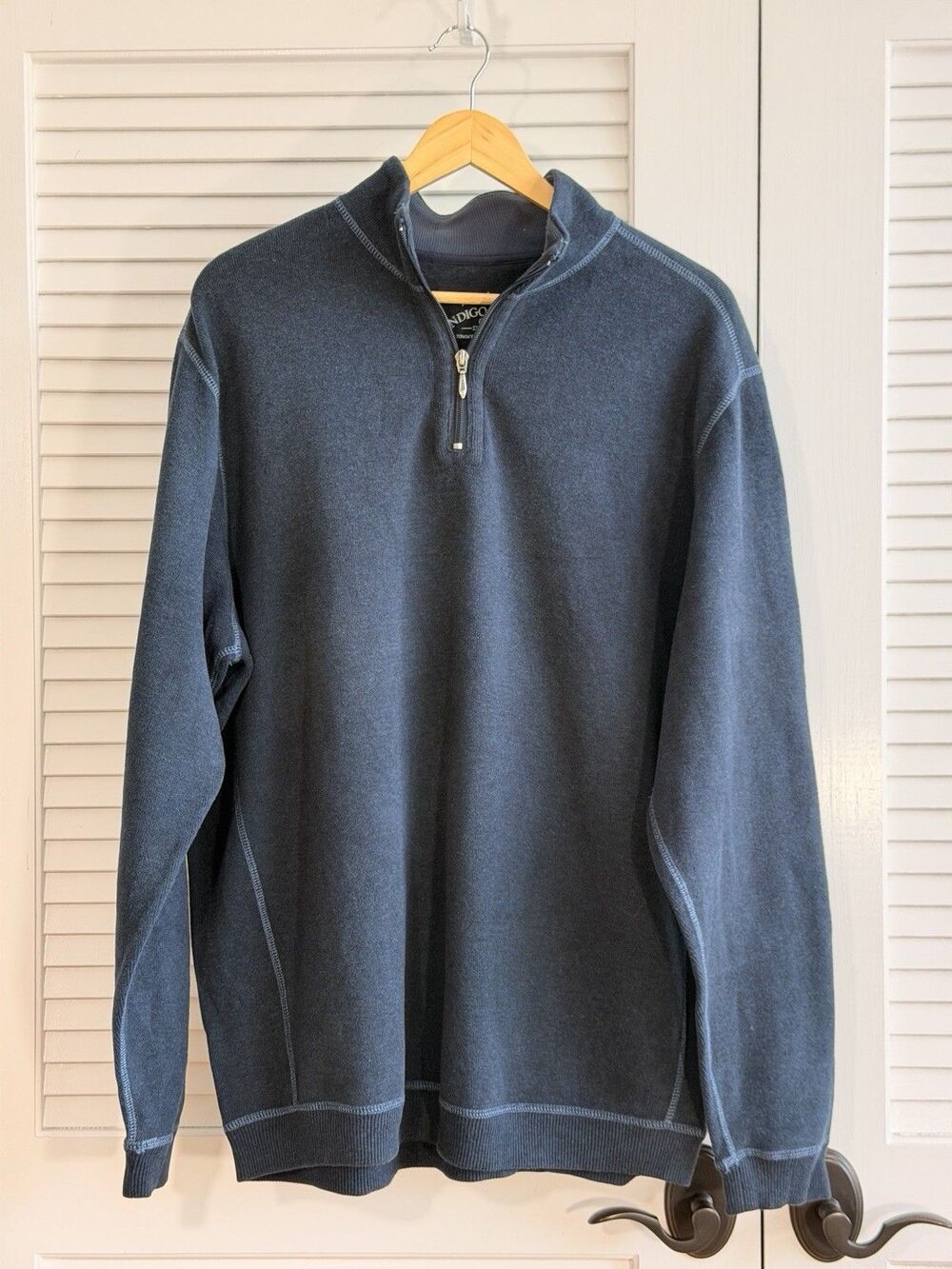 Tommy Bahama Indigo Palms Men XL Quarter Zip Pullover Navy Cotton Sweatshirt